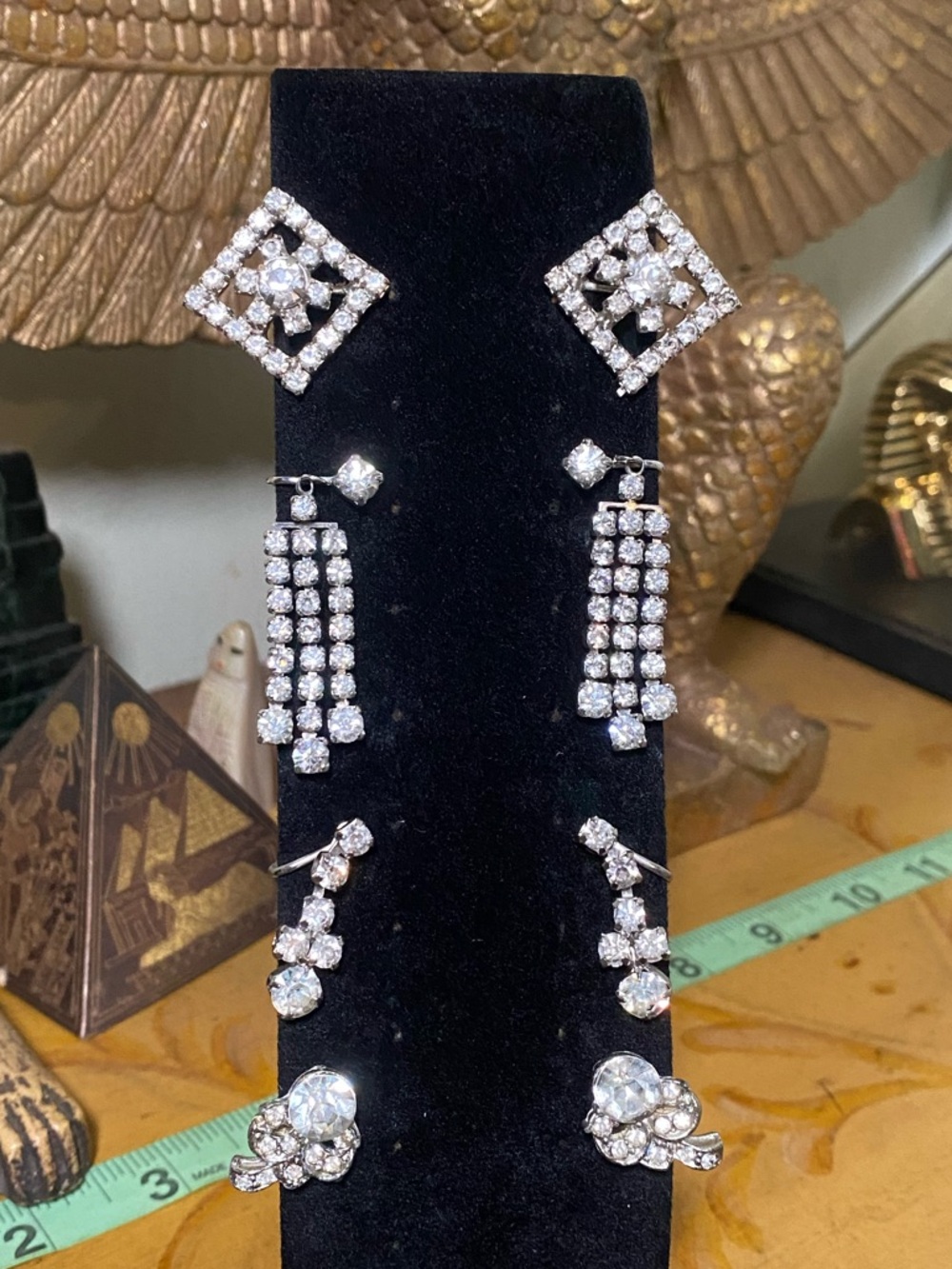 Vintage Earrings Set - Clear Rhinestone Earrings